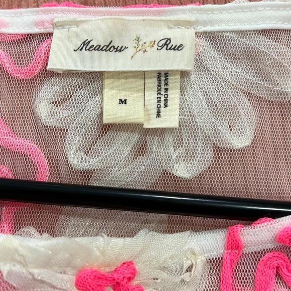 Anthro - Meadow Rue - Mesh Lace Embossed Floral tee - Picture 4 of 12